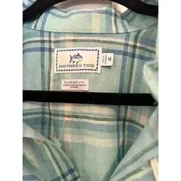 Southern Tide Green/blue Plaid Button Down Shirt size M NWT - Picture 5 of 5